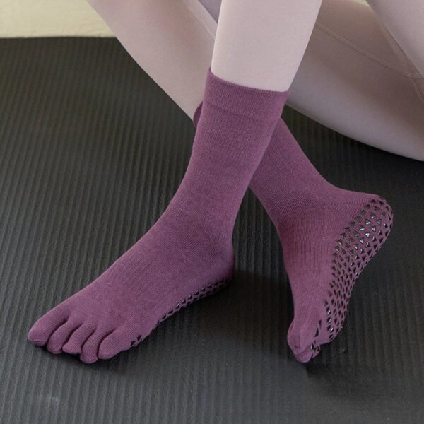 Women's Anti-Slip Five Finger Yoga Socks - Long Tube Pilates Fitness Sports Socks for Indoor Use - Image 5