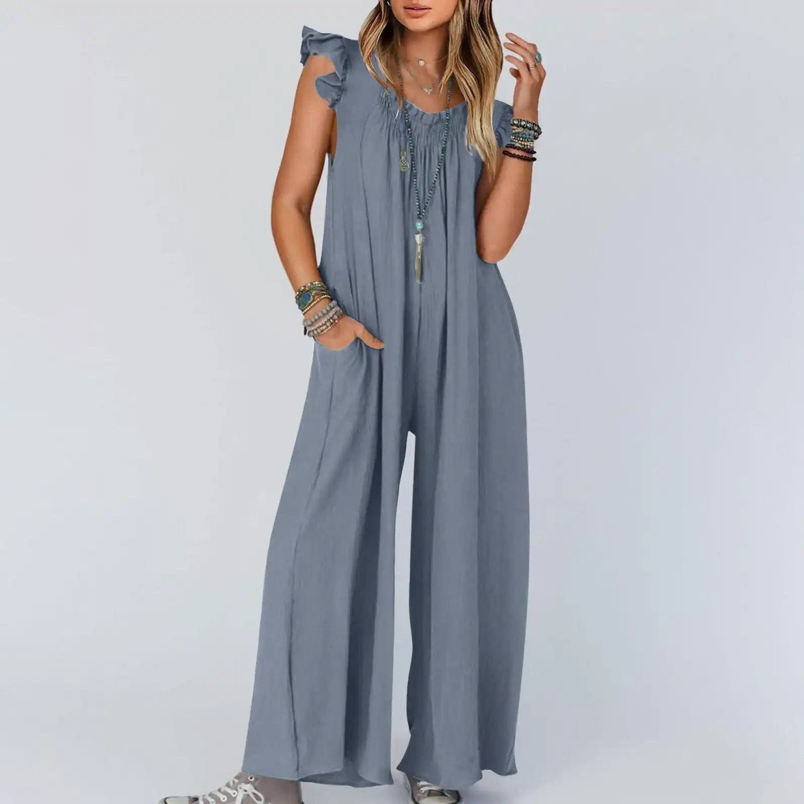 Spring/Summer Fashion: Discover the Versatility of Our Women's Clothing Jumpsuit with Pocket and Wide Leg Design 4 Spring/Summer Fashion: Discover the Versatility of Our Women's Clothing Jumpsuit with Pocket and Wide Leg Design - Image 4