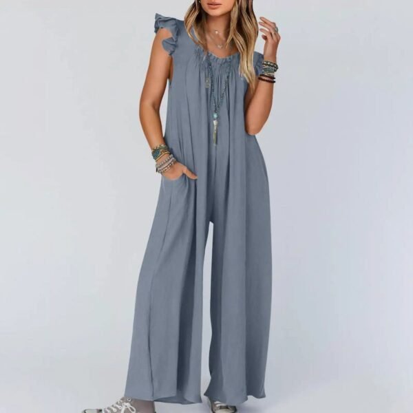 2024 Spring/Summer casual jumpsuits for Women's Jumpsuit: Stylish Pocket Long Casual Shoulder Strap Wide Leg Clothing - Image 4