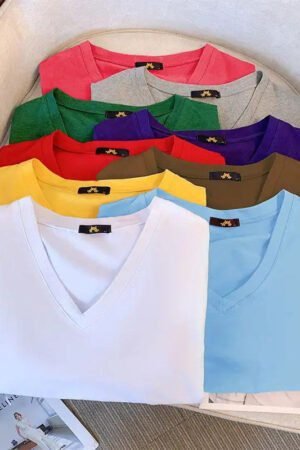 Large Women's Clothing Summer New Style: Fast Lady Pure Cotton V-Neck T-Shirt for Plus Size Women
