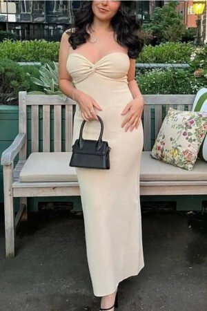 Unleash Your Inner Spicy Girl with Our New Knitted Strapless Dress for Women - Perfect for Instagram-Worthy Spring/Summer Fashion!
