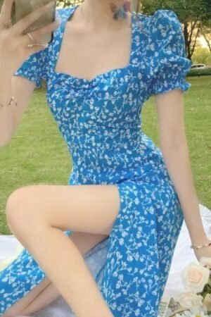 2024 New Floral Dress: Sweet and Spicy Wind Split Long Skirt for Women's Summer - Niche Design Sense