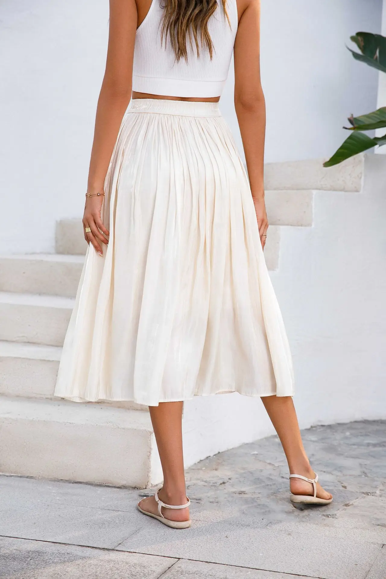 Upgrade Your Wardrobe with Our Spring and Autumn Half Length Pleated Skirt - Featuring Pearlescent Fabric and Elegant Pleats! 11 kf S67295307d5254a3d9ffdc7796f95dfd5G