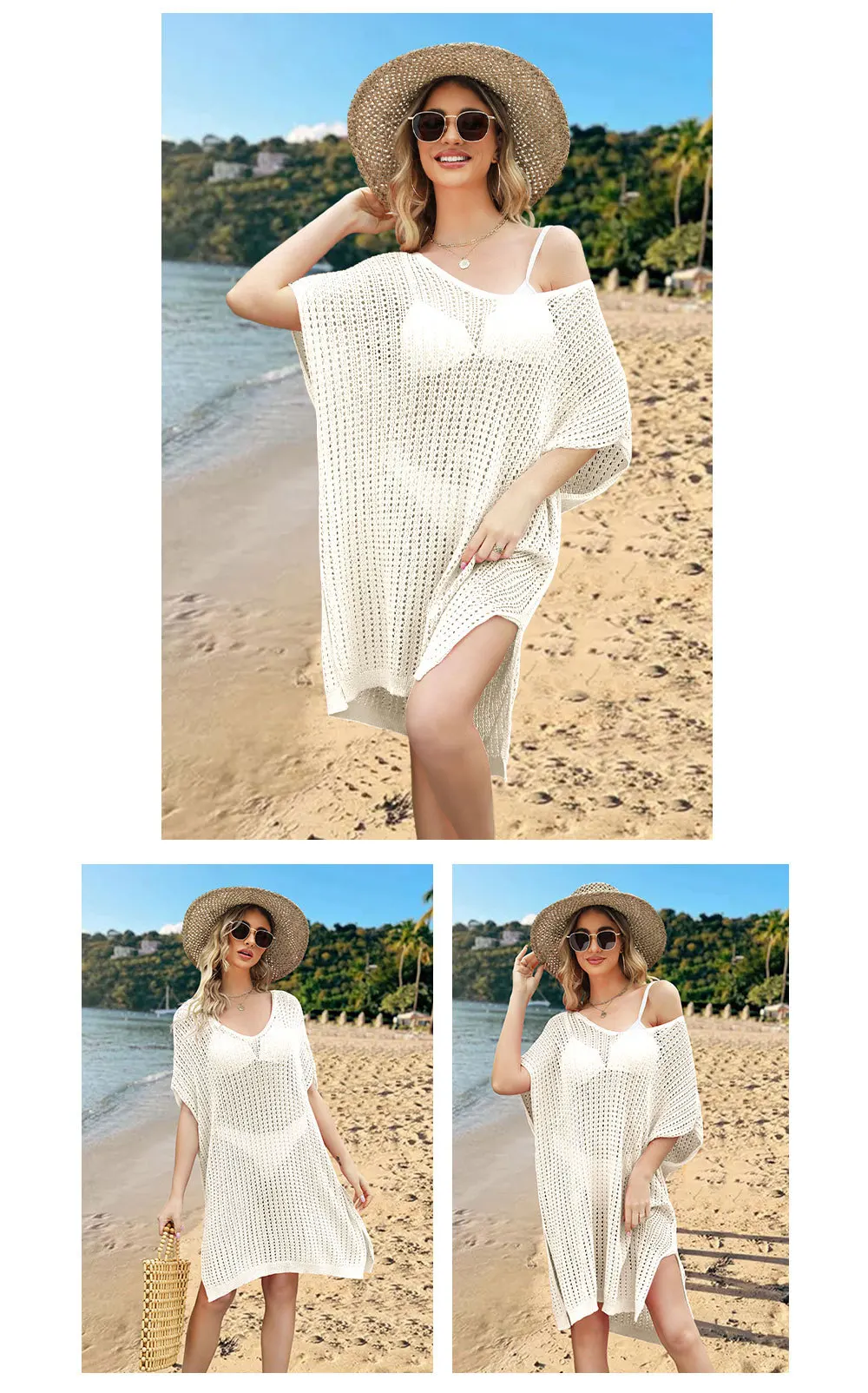 Stylish and Comfortable: 2024 Spring Summer Plus Size Beach Cover Up Dress with Cutout Splicing and Hollow Out Design 14 kf S71d30986bde140ca98e72d5e9068c0aa9