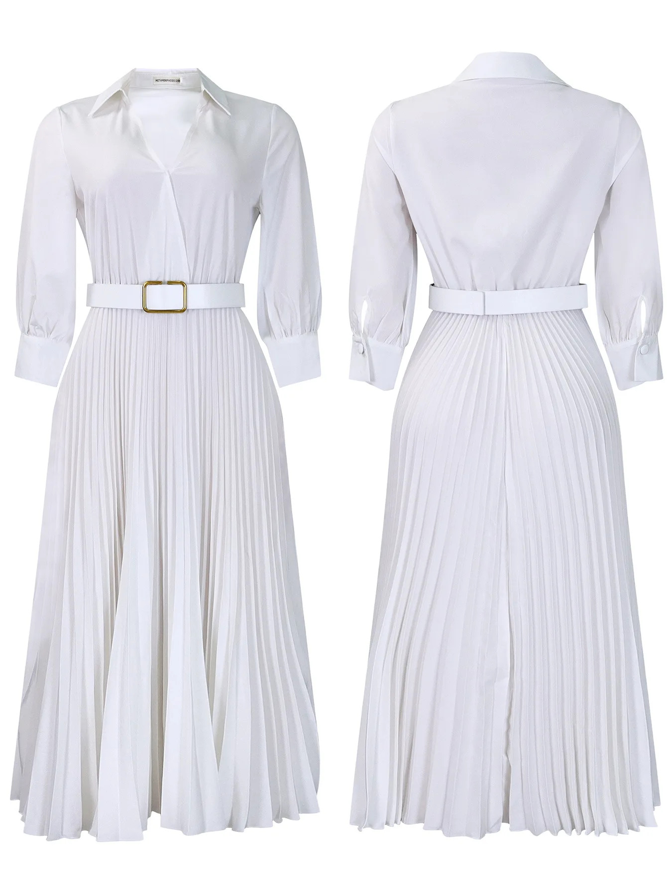 Spring New Women's Solid Color Large Size Loose Fit White Vintage Dress - Stylish and Comfortable Fashion Choice 68 undefined