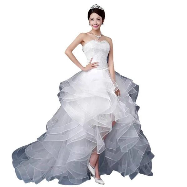 Light Wedding Dress, Short in Front and Long in The Back, Small Trailing, Slim and Thin - Image 2