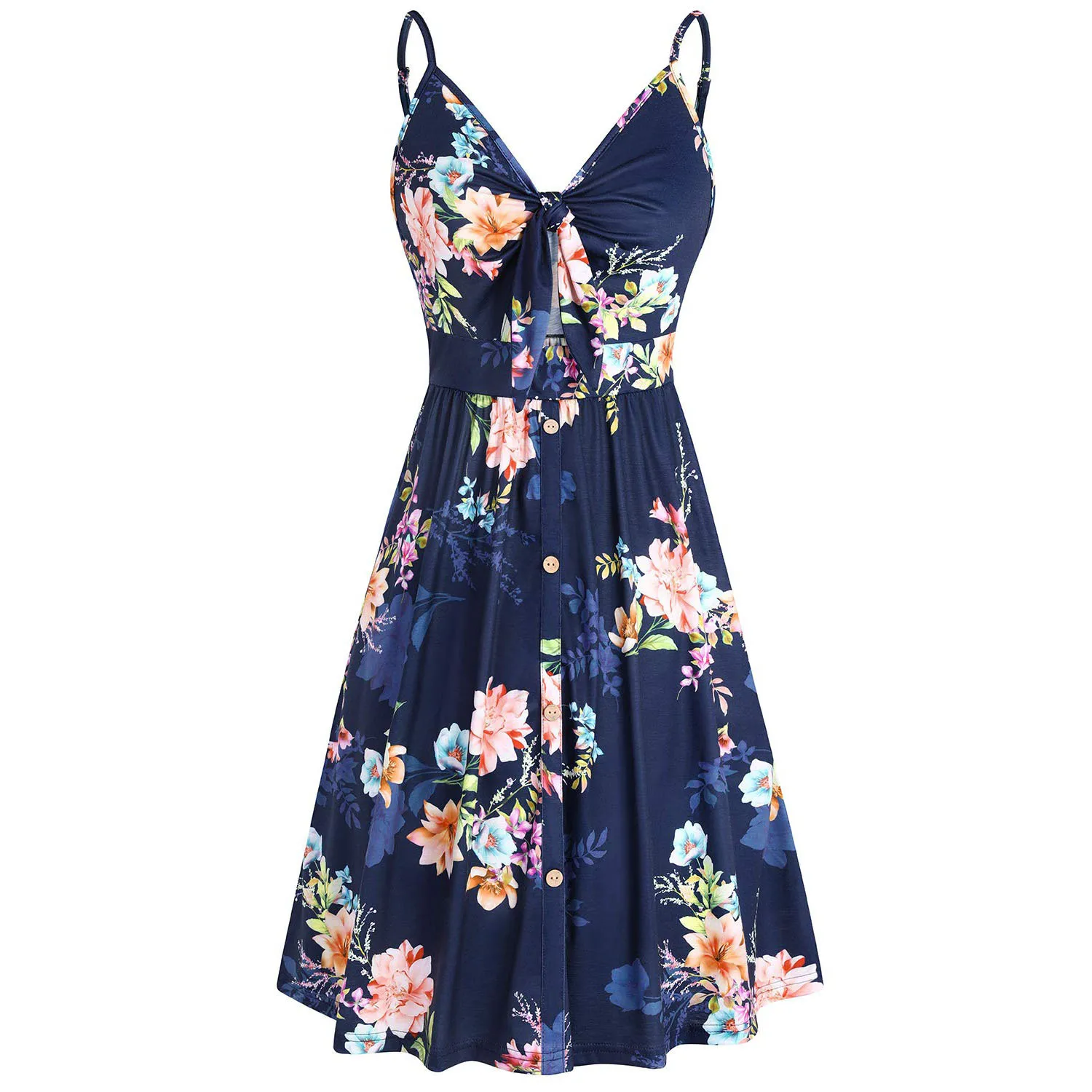 Get Ready for Summer 2024 with Our Stylish Printed Suspender Dress for Women - Slim Fit, Mid Length, and V-neck! 23 undefined