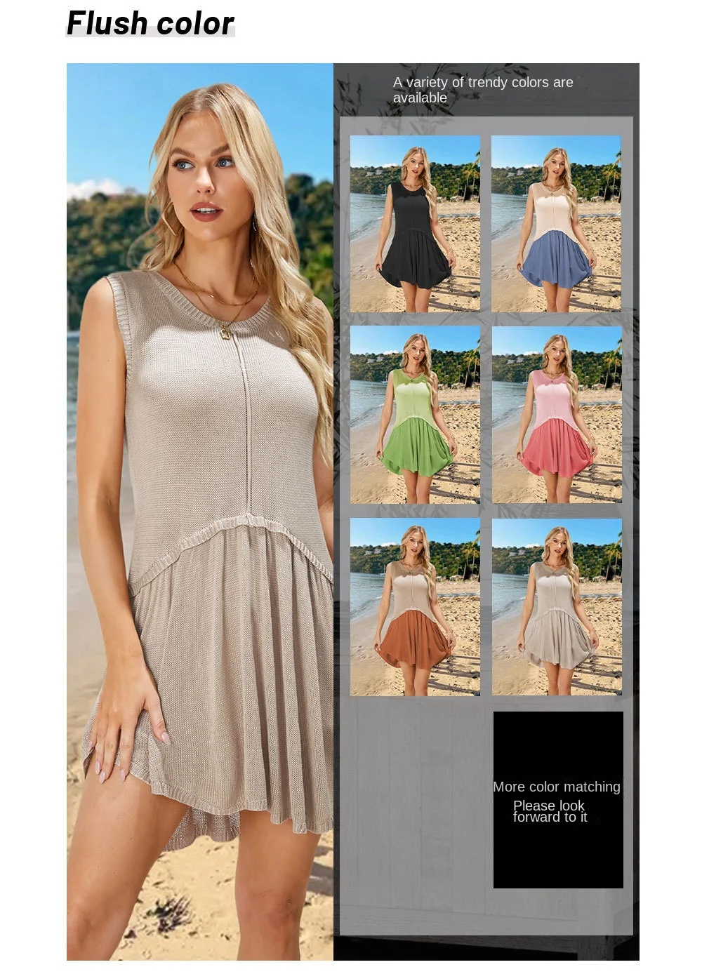 Fashion Trends: Colorful Round Neck Loose Dress for Women - Knitted Skirt Summer Style 10 kf S836f822d2dbd468da84670a110461b773