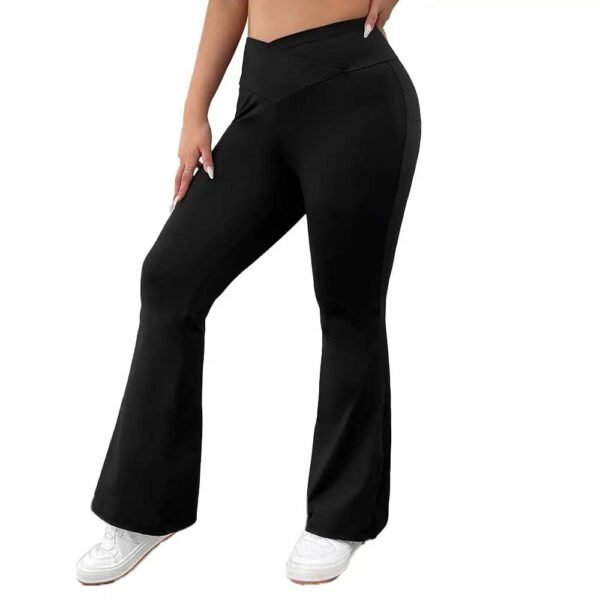 Upgrade Your Style with Plus Size V-Waist Casual Pants - High Waist, Hip Lift, Slim Fit, and Wide-Leg Design! - Image 5