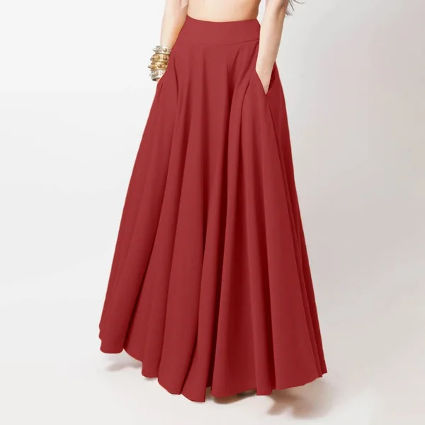 2024 spring new large-size women's clothing solid color half-length skirt pleated skirt elastic waist 11 undefined