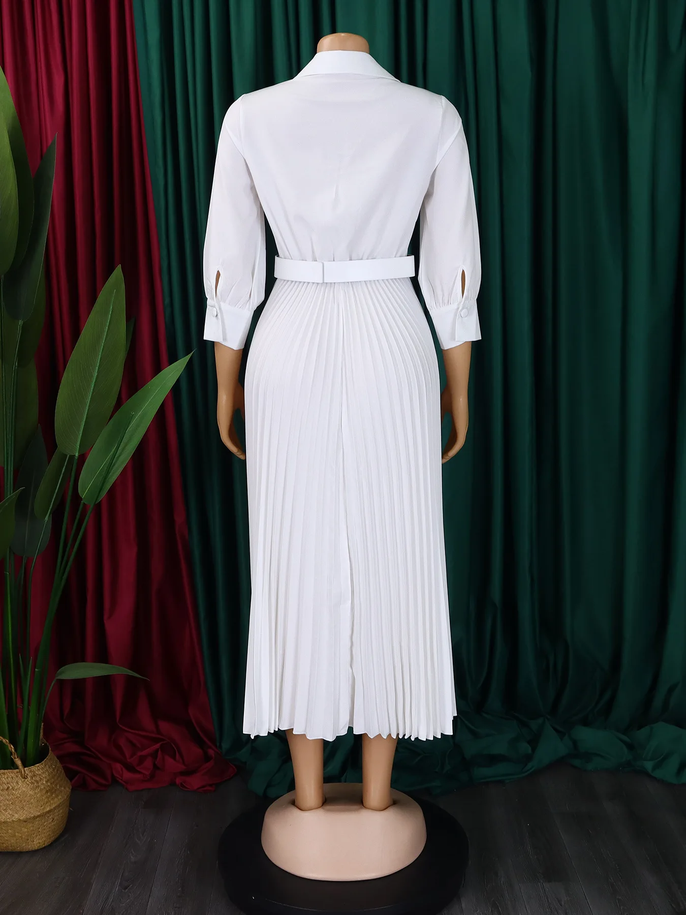 Spring New Women's Solid Color Large Size Loose Fit White Vintage Dress - Stylish and Comfortable Fashion Choice 37 undefined
