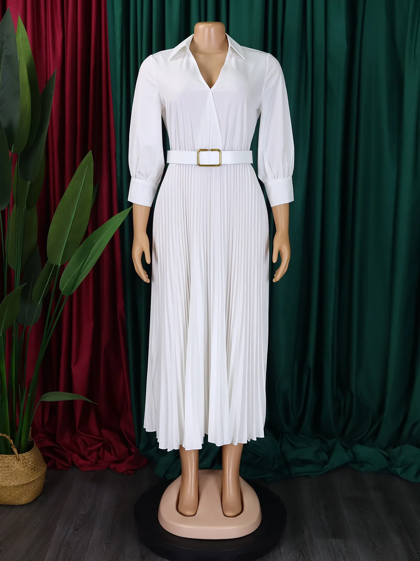 Spring New Women's Solid Color Large Size Loose Fit White Vintage Dress - Stylish and Comfortable Fashion Choice 35 undefined