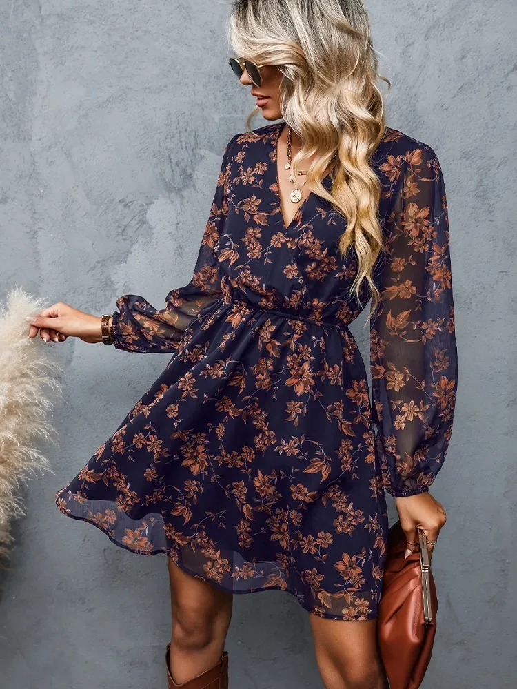 Floral Explosion: The Ultimate V-Neck Chiffon Dress for a Stylish Spring and Summer Look 23 kf S9d25fd94f00646449764981e126249c9g