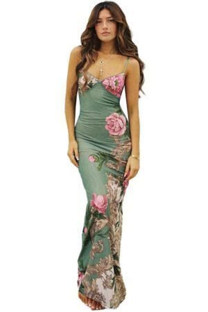 Stylish and Chic: Discover the Autumn New Womens Long Skirt with a Slim Print Design and Suspender Dress for a Holiday Temperament