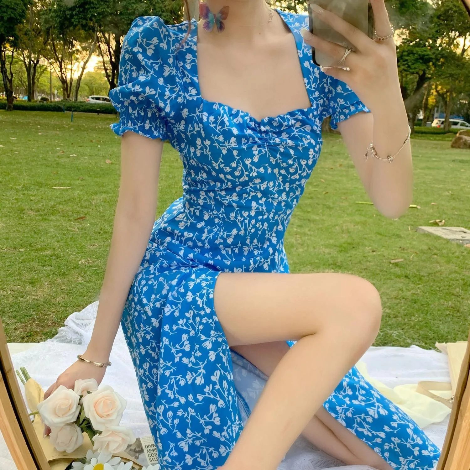 2024 New Floral Dress: Sweet and Spicy Wind Split Long Skirt for Women's Summer - Niche Design Sense 11 kf Saf47f5640a354cc49e42c9112ab97c07m 1