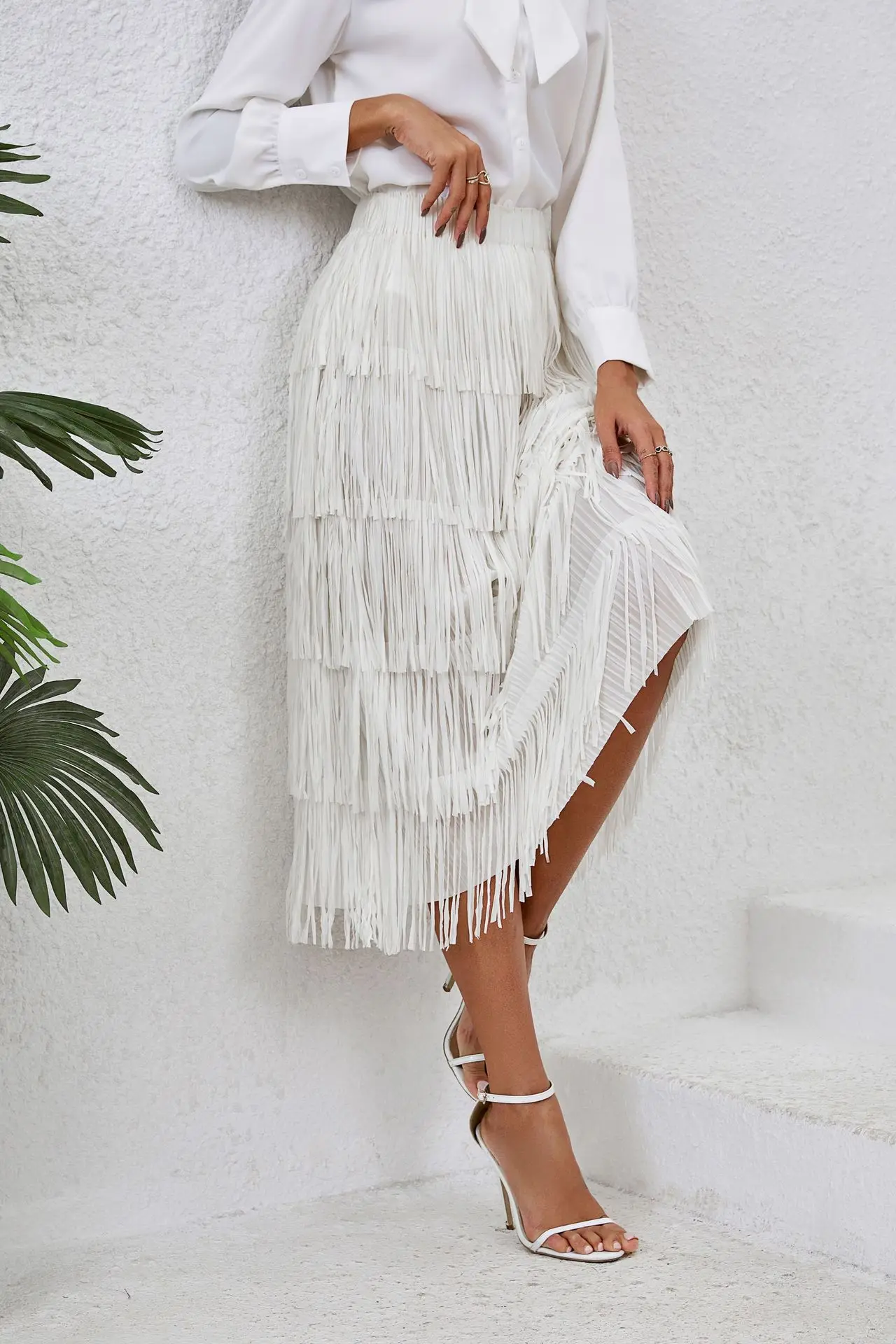 2024 Spring/Summer Women's Fringe Half Skirt: Chic Mid-Length Elastic Waist Style 13 kf Sb68b029b01724a86b2bd44a56ee267d9n