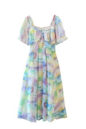 Rainbow Tie Dyed Skirt Summer Dress for Thick Lady Large Women - High End, Elegant, and Slim