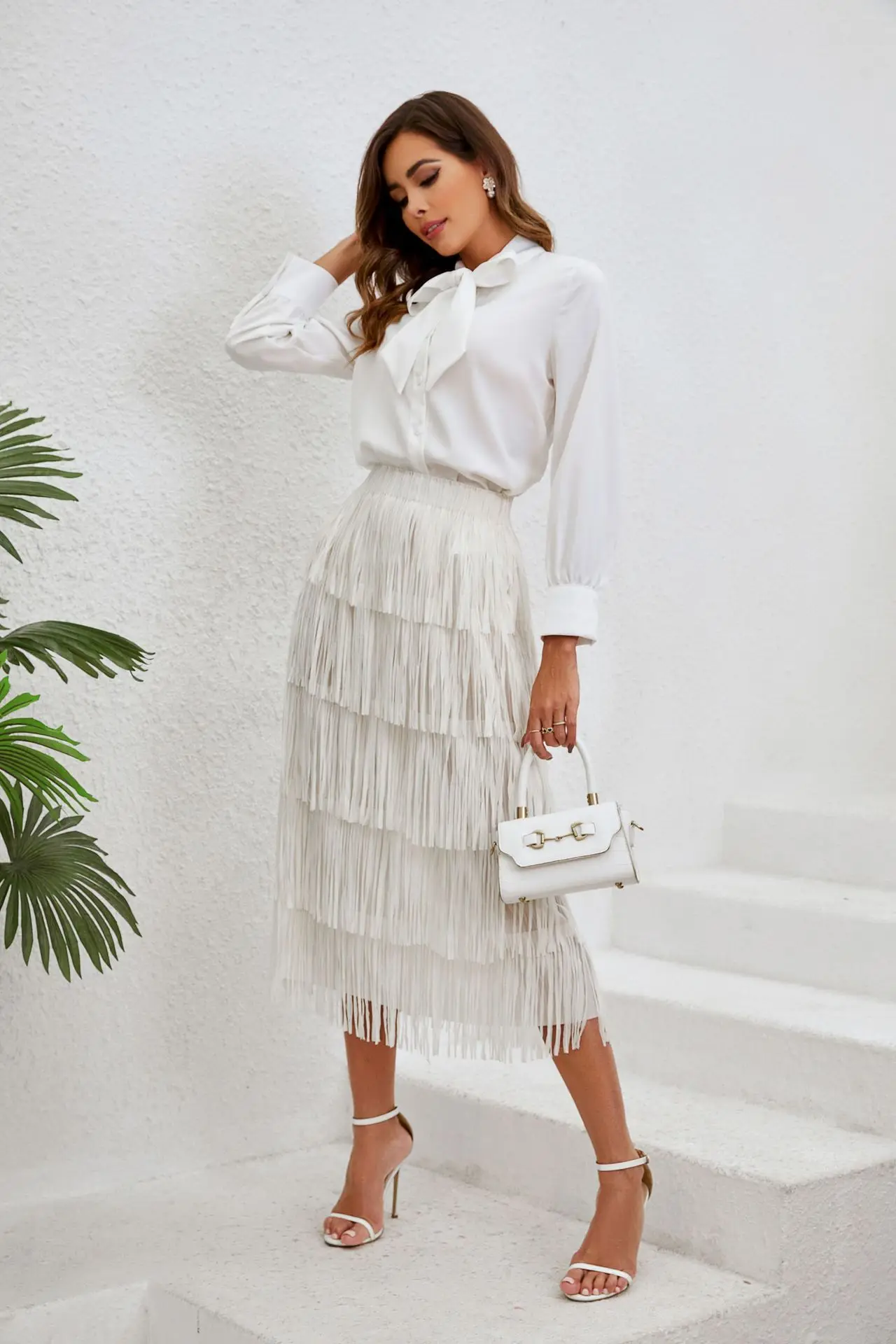 2024 Spring/Summer Women's Fringe Half Skirt: Chic Mid-Length Elastic Waist Style 12 kf Sc0e0603654df4920acd6380a707d3b1cI
