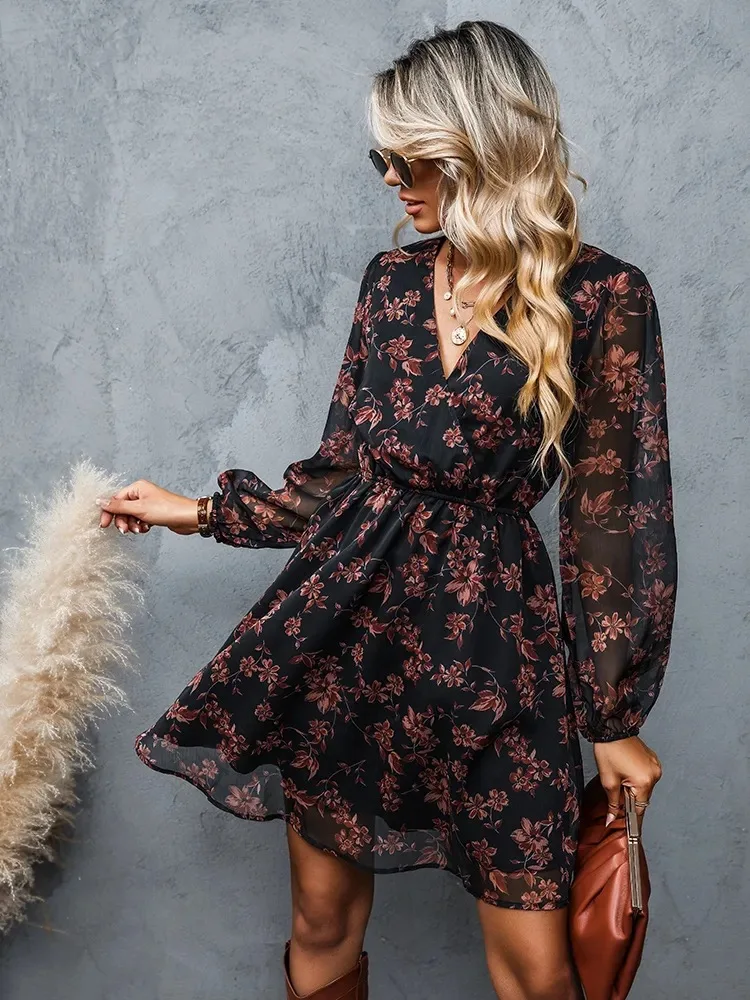 Floral Explosion: The Ultimate V-Neck Chiffon Dress for a Stylish Spring and Summer Look 29 kf Sc3783de160844bf3af87bdc46ea0c7a31