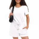 Stylish Women's Summer Short Sleeve Jumpsuit Set with Pockets
