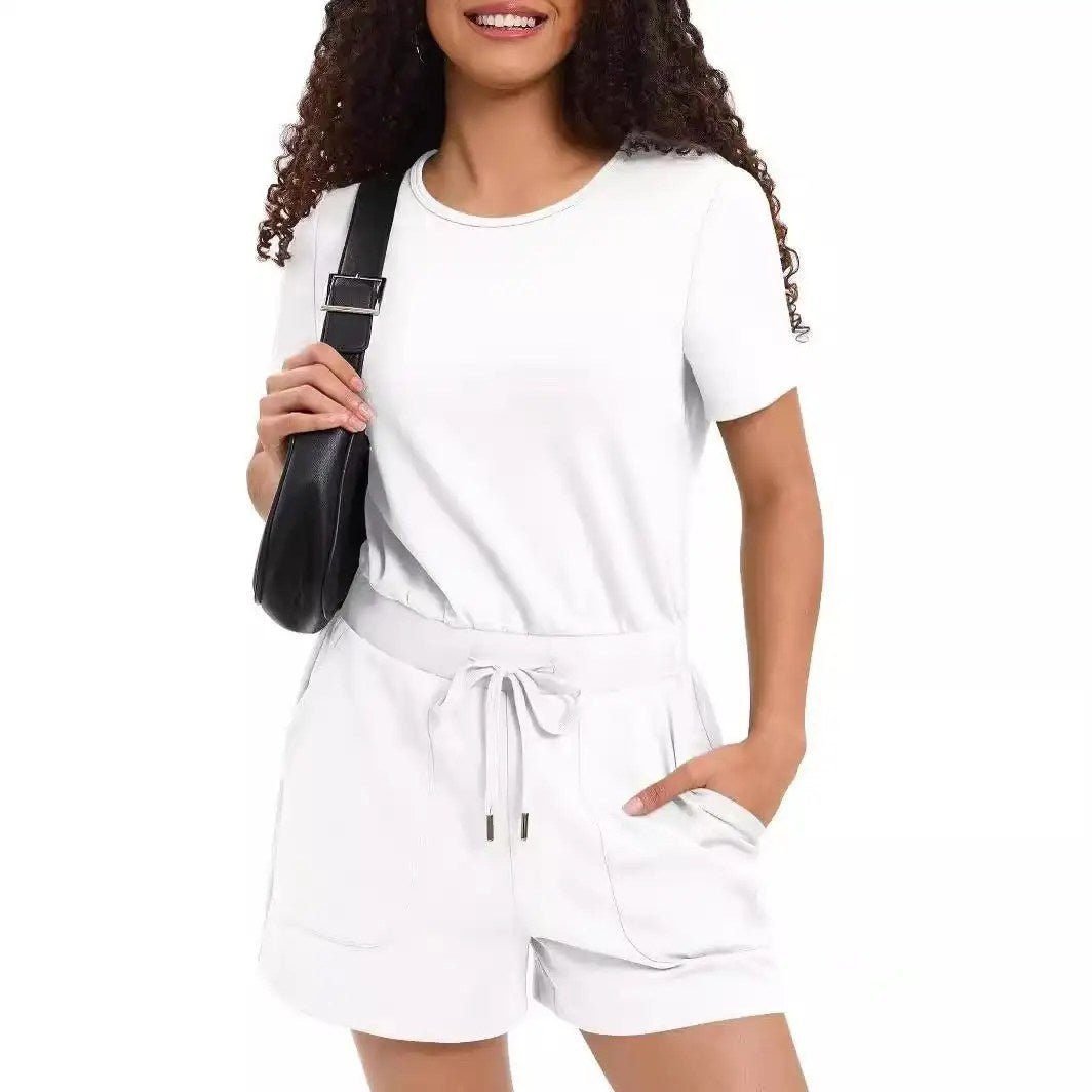Stylish Women's Summer Short Sleeve Jumpsuit Set with Pockets 2 Stylish Women's Summer Short Sleeve Jumpsuit Set with Pockets - Image 2