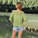 Cool Summer Fashion: Loose Knit T-shirt for Women with Hollow Out Mesh Design