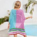 2024 Summer Women's Beach Dresses Cover Up: Spliced Hollow Skirt in Loose Size for Bikini and Beach Dress