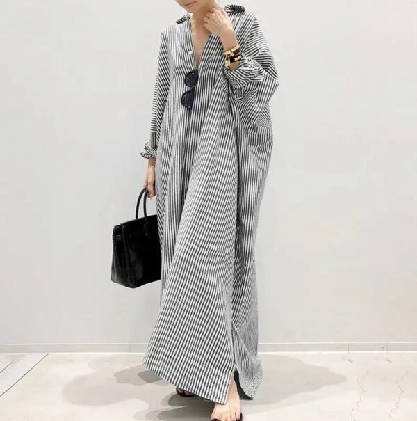 Upgrade Your Wardrobe with Stylish Striped Plus Size Long Skirts for Women - Perfect for Home, Breathable and Comfortable Nightdresses - Image 4