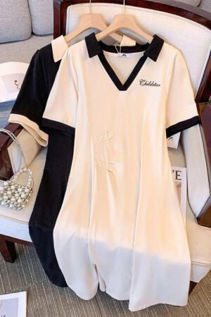 Stylish Women's Plus Size Slimming Casual Skirt & Short-Sleeved Dress for Summer