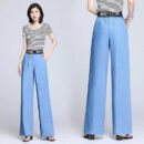 2024 New Summer Collection: High Waist Ice Silk Jeans for Women - Comfortable, Stylish, and Breathable Tencel Wide-leg Pants