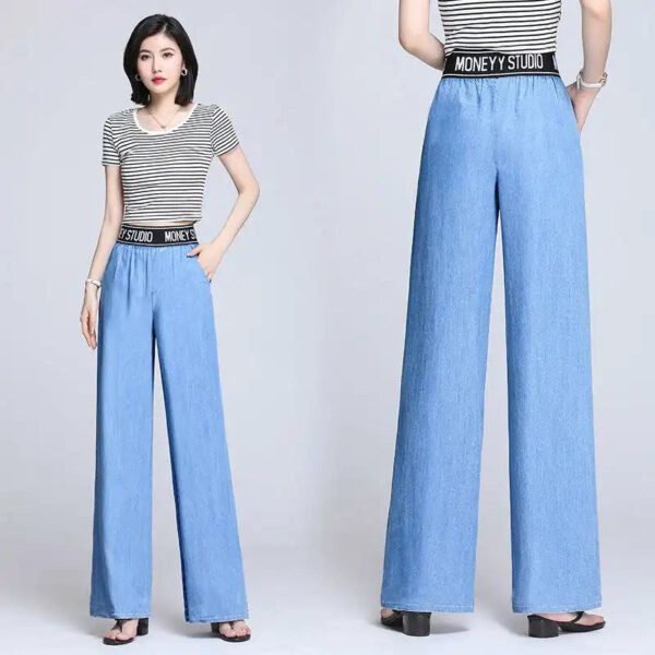 2024 New Summer Collection: High Waist Ice Silk Jeans for Women - Comfortable, Stylish, and Breathable Tencel Wide-leg Pants - Image 2