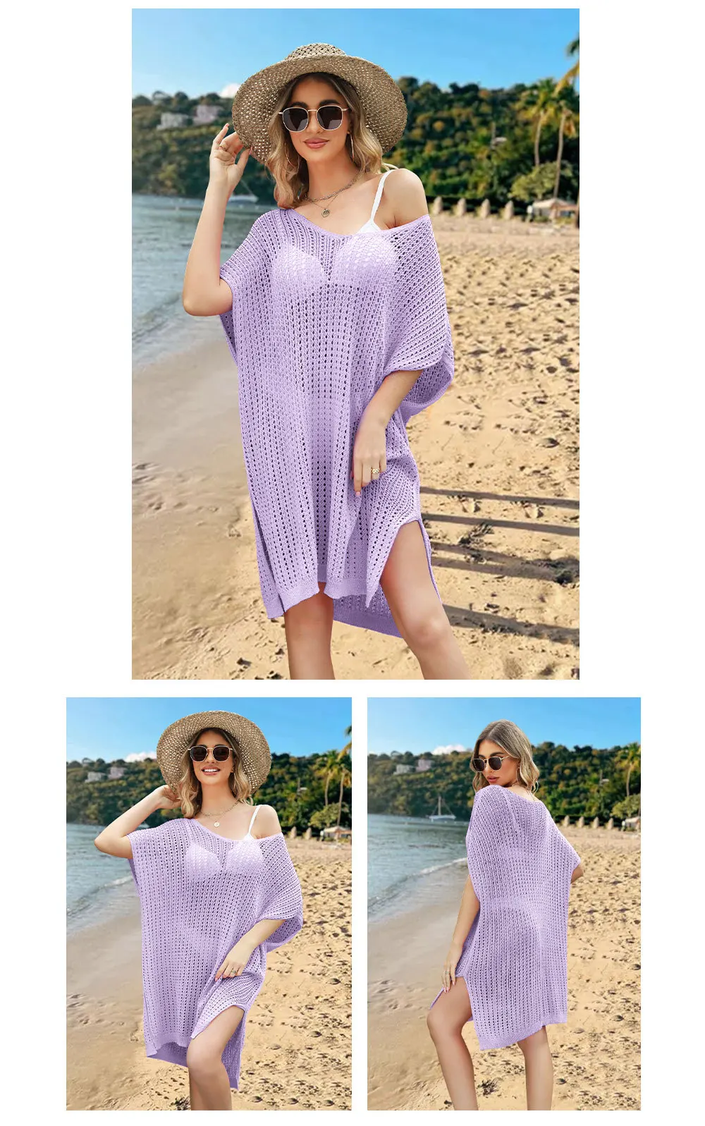 Stylish and Comfortable: 2024 Spring Summer Plus Size Beach Cover Up Dress with Cutout Splicing and Hollow Out Design 15 kf Sf3e2a882ef344e7ba9eb212a2ad1ad308