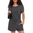 Stylish Women's Summer Short Sleeve Jumpsuit Set with Pockets