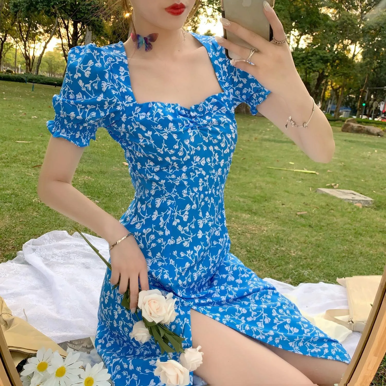 2024 New Floral Dress: Sweet and Spicy Wind Split Long Skirt for Women's Summer - Niche Design Sense 9 kf Sf6b871b212614803831846955872e918x 1
