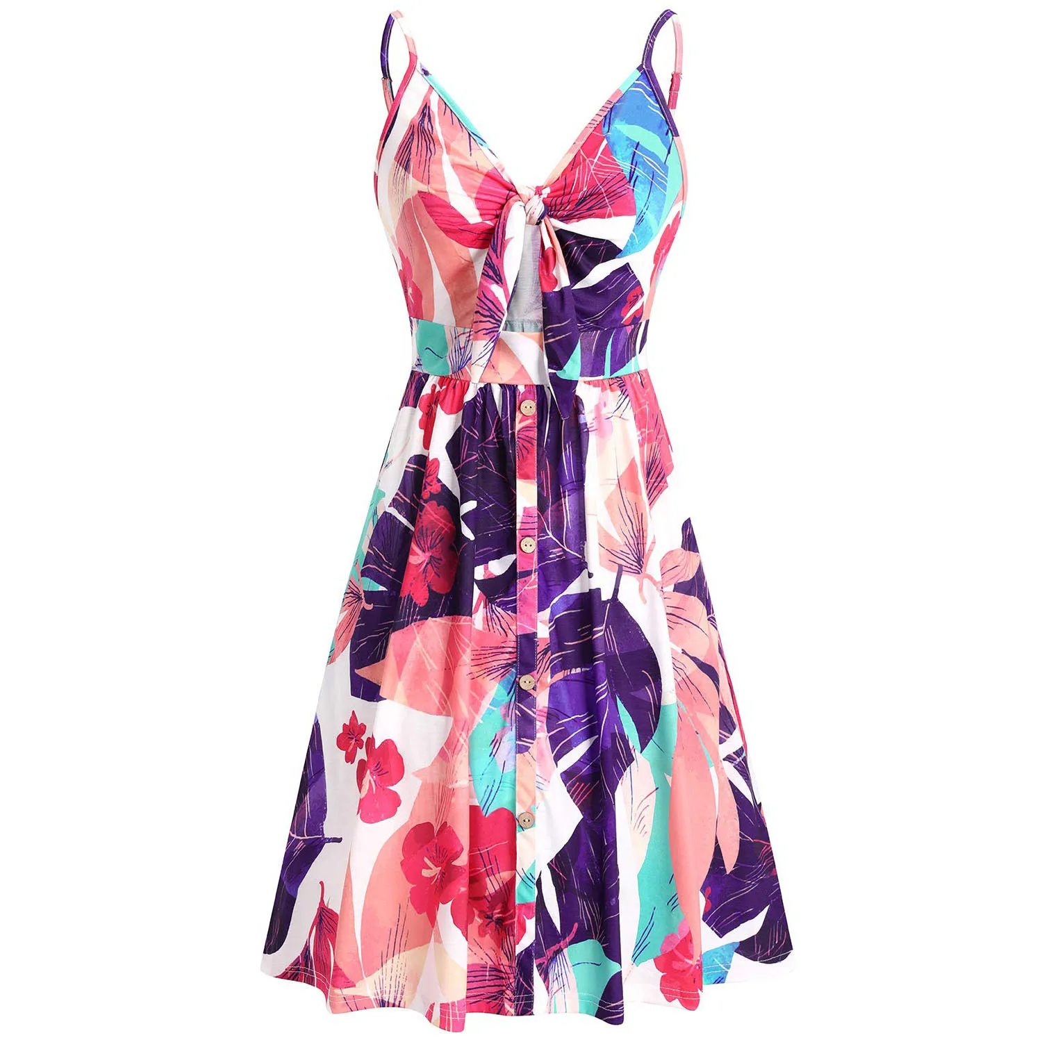 Get Ready for Summer 2024 with Our Stylish Printed Suspender Dress for Women - Slim Fit, Mid Length, and V-neck! 17 undefined