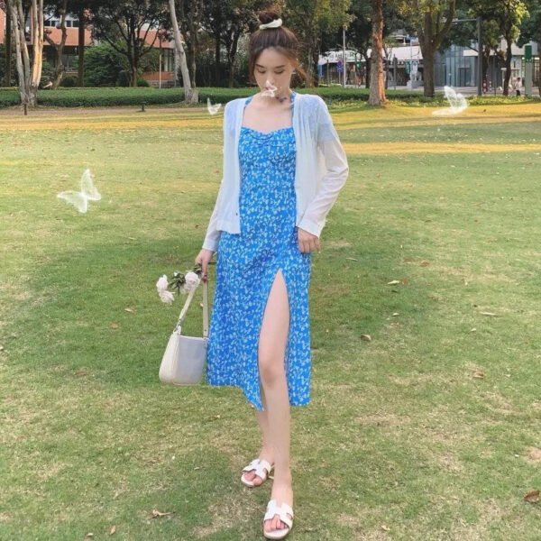 2024 New Floral Dress: Sweet and Spicy Wind Split Long Skirt for Women's Summer - Niche Design Sense - Image 3