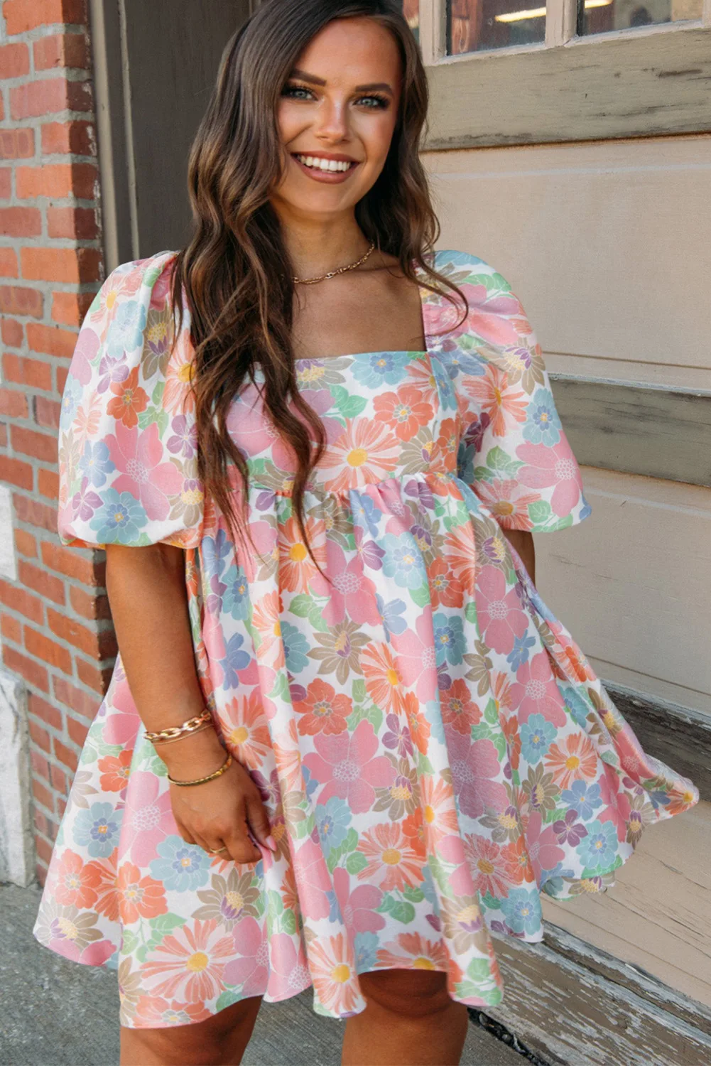 Summer Fashion: Elevate Your Style with Women's Floral Print Square Neck Puff Sleeve Dress - Princess Vibes! 9 kf Sfb5dba2bb2084f36ae4fb4d55ac3c954J