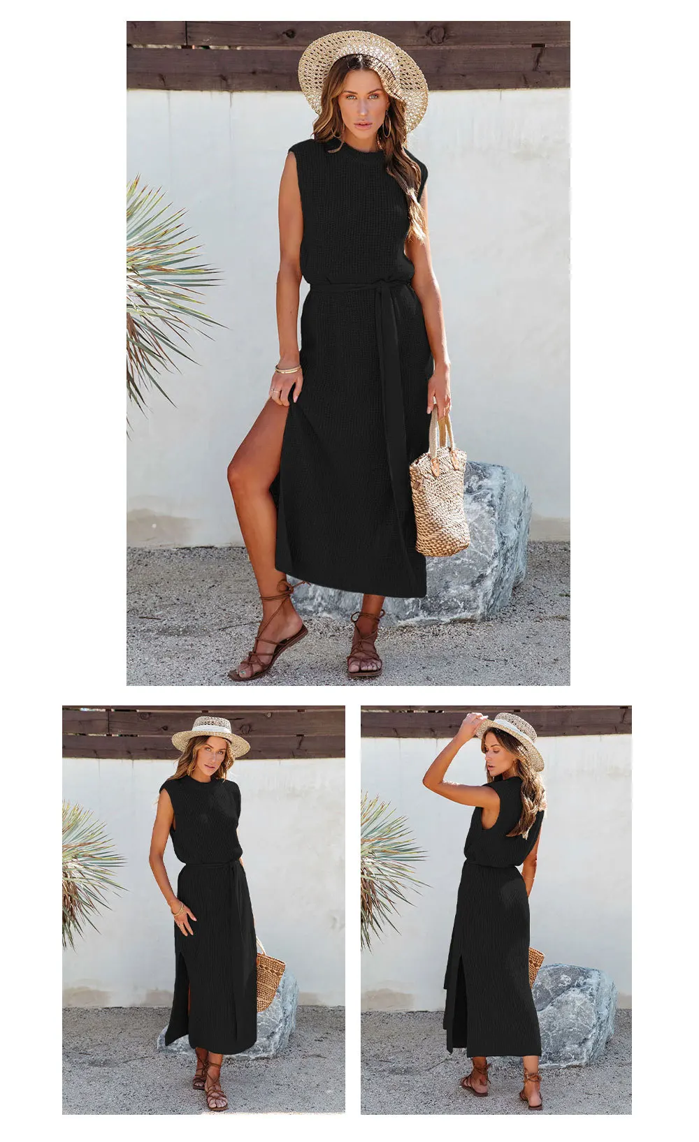 Fashion Commuter Dresses: Solid Color Bottom Knitted Skirt with High Split and Sexy Viscose Material for Women 18 kf Sfd18e96faa56411c9c6200a97d318444Z