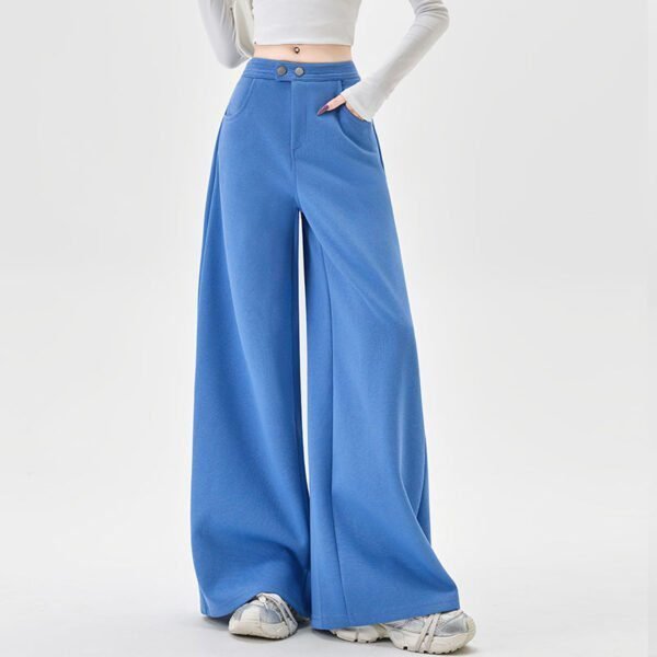 Slouch Wide-Leg Pants: Women’s Curved Hem Lazy Wind Autumn Casual Versatile Stock Image - Image 8
