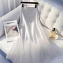 Slimming Ash Grey Mermaid Skirt: Lace-Up Asymmetry Mesh & Satin for Cocktail Wedding Events & Parties