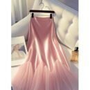 Slimming Ash Grey Mermaid Skirt: Lace-Up Asymmetry Mesh & Satin for Cocktail Wedding Events & Parties