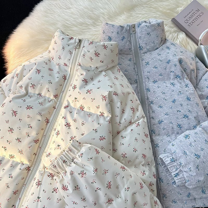 Winter Floral Matching Coats for Couples - Thickened Short Puffer Jackets His & Hers 3 Winter Floral Matching Coats for Couples - Thickened Short Puffer Jackets His & Hers - Image 3
