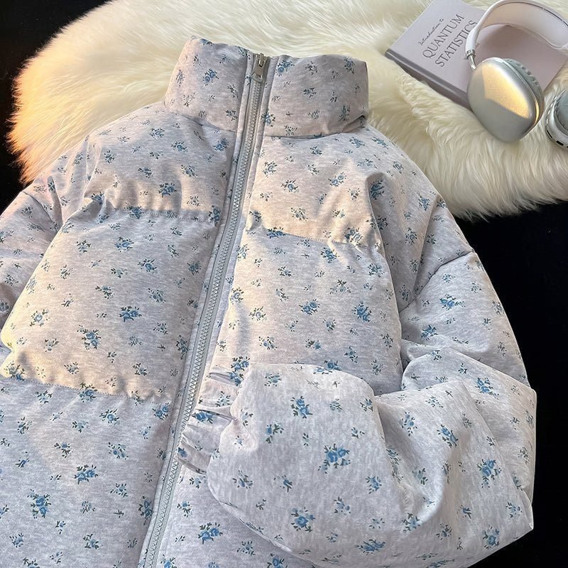 Winter Floral Matching Coats for Couples - Thickened Short Puffer Jackets His & Hers 6 Winter Floral Matching Coats for Couples - Thickened Short Puffer Jackets His & Hers - Image 6