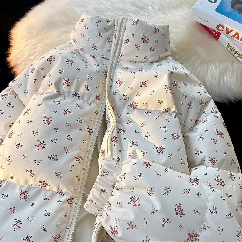 Winter Floral Matching Coats for Couples - Thickened Short Puffer Jackets His & Hers 4 Winter Floral Matching Coats for Couples - Thickened Short Puffer Jackets His & Hers - Image 4