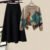 Black Skirt + KhaKi Sweater 2pc Set